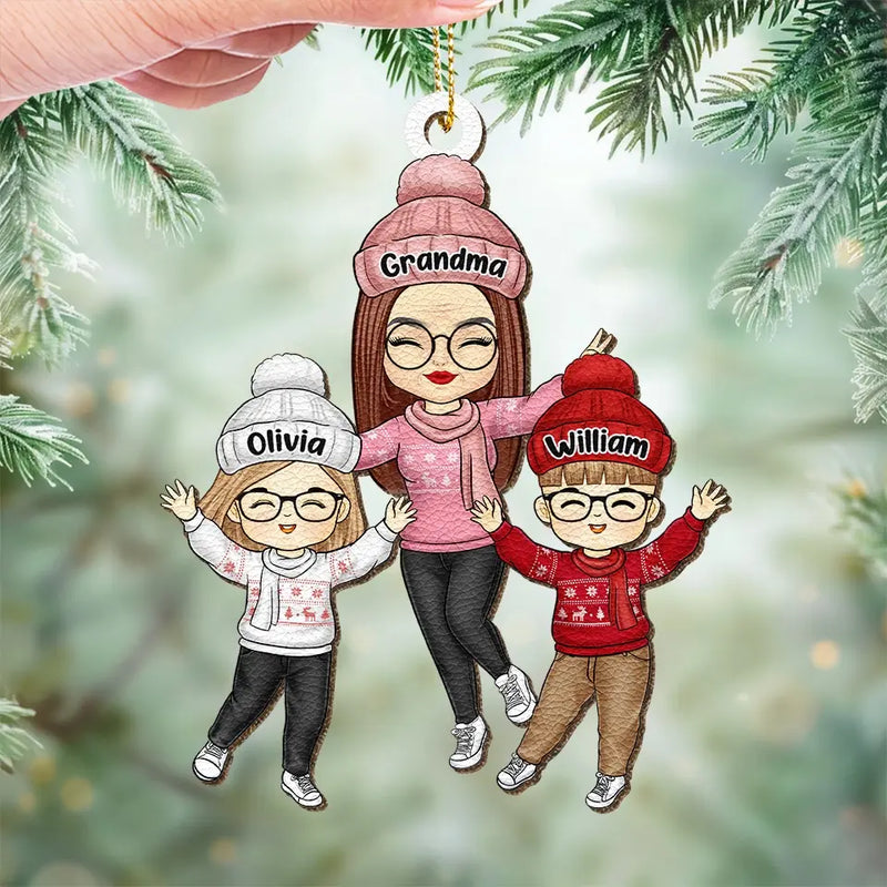 A Merry Christmas To Everybody - Family Personalized Custom Leather Ornament - Christmas Gift For Grandma
