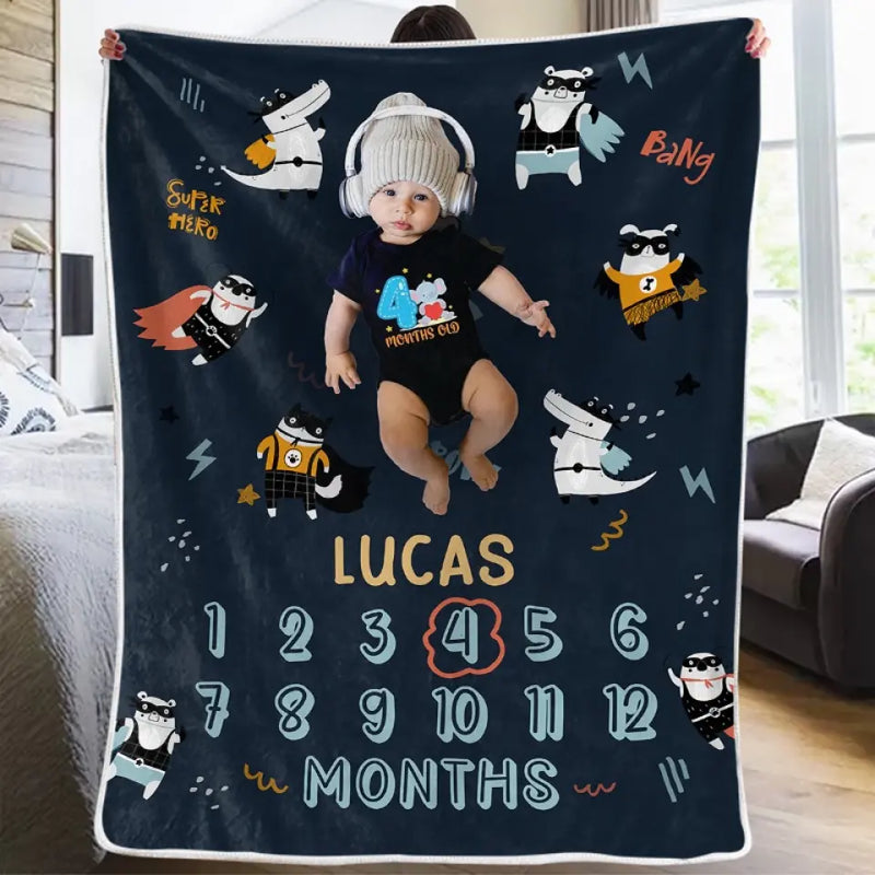 Custom Photo A Warm Hug That Wraps You In Love And Comfort - Family Personalized Custom Baby Blanket - Gift For Baby Kids, Newborn Baby