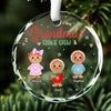 Gingerbread Crumbs And Grandma's Heartfelt Embrace - Family Personalized Custom Circle Glass Ornament - Christmas Gift For Mom, Grandma