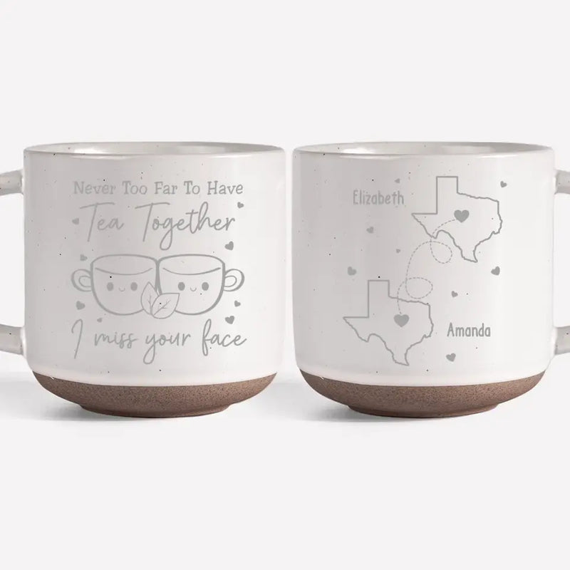 Custom Name Long Distance Couple Gifts - Personalized Pottery Mug