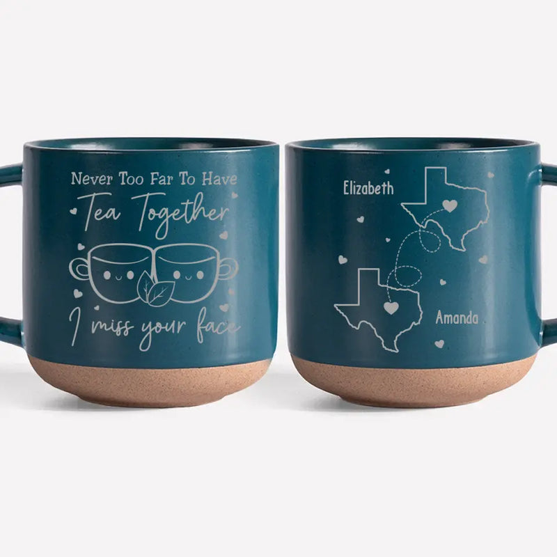Custom Name Long Distance Couple Gifts - Personalized Pottery Mug