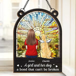 Custom Name Girl and Her Dog Memorial Gifts - Personalized Suncatcher Ornament