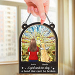 Custom Name Girl and Her Dog Memorial Gifts - Personalized Suncatcher Ornament