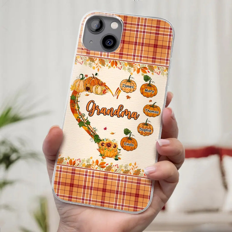Family Time Is Like A Cozy Pumpkin Patch On A Crisp Autumn Day - Family Personalized Custom Clear Phone Case - Autumn Fall Gift For Grandma