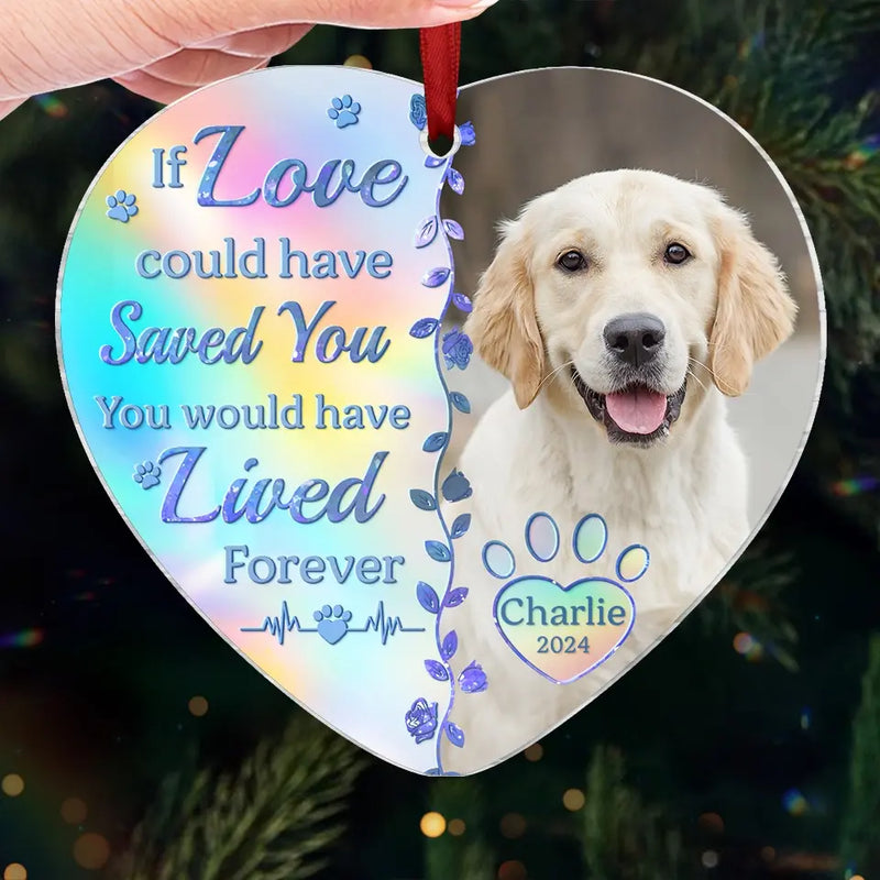 Custom Photo No Longer By My Side, But Forever In My Heart - Memorial Personalized Custom Hologram Ornament - Sympathy Gift, Christmas Gift For Pet Owners, Pet Lovers