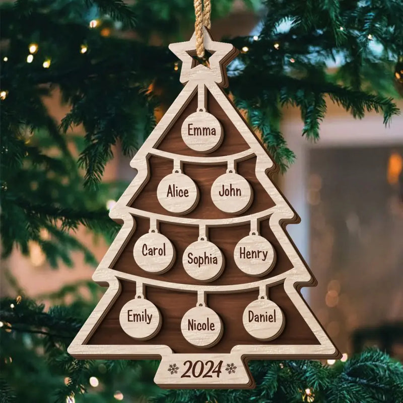 Blessings To Our Family This Holiday Season - Family Personalized Custom Shaped 2 Layered Wood Christmas Ornament - Christmas Gift For Family Members