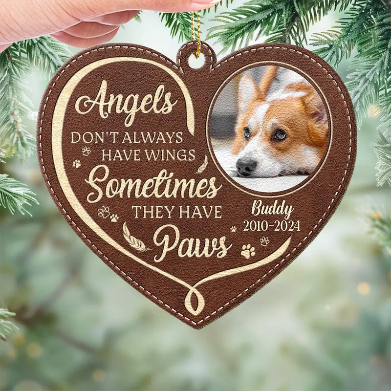 Custom Photo Run Free, Dear Friend - Memorial Personalized Custom Leather Ornament - Sympathy Gift, Christmas Gift For Pet Owners, Pet Lovers