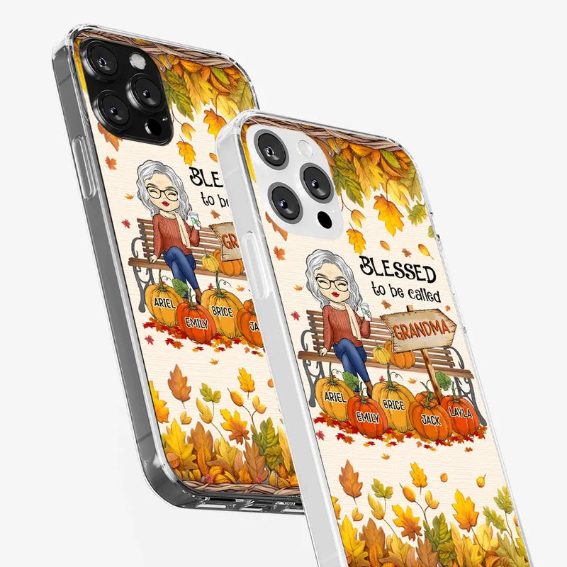 Grandma's Love Is The Heart Of Our Family - Family Personalized Custom Clear Phone Case - Autumn Fall Gift For Grandma
