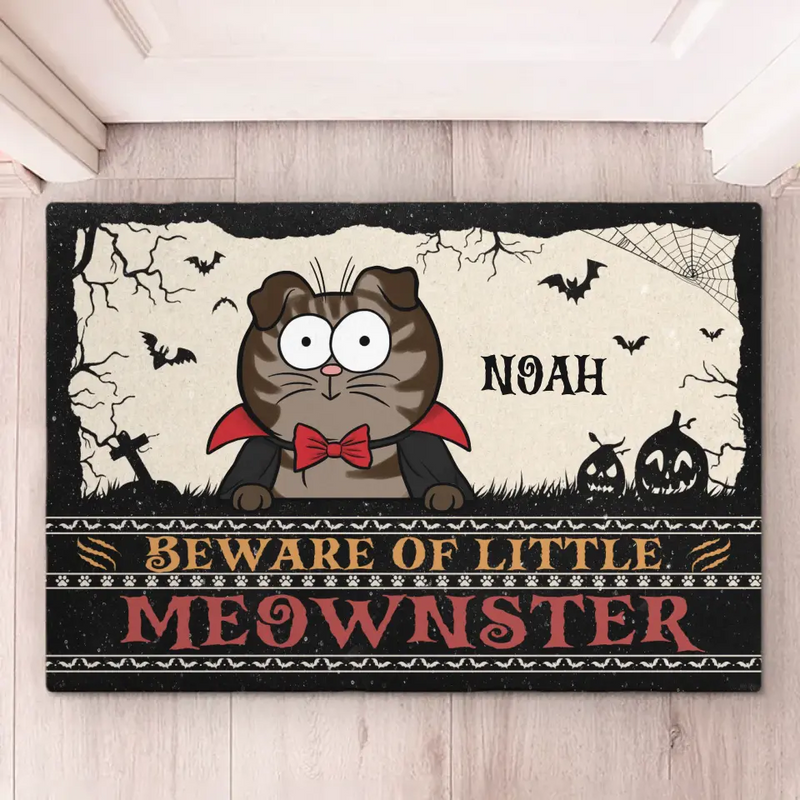 Custom Name Halloween Cat Gifts for Cat Lovers - Personalized Doormat