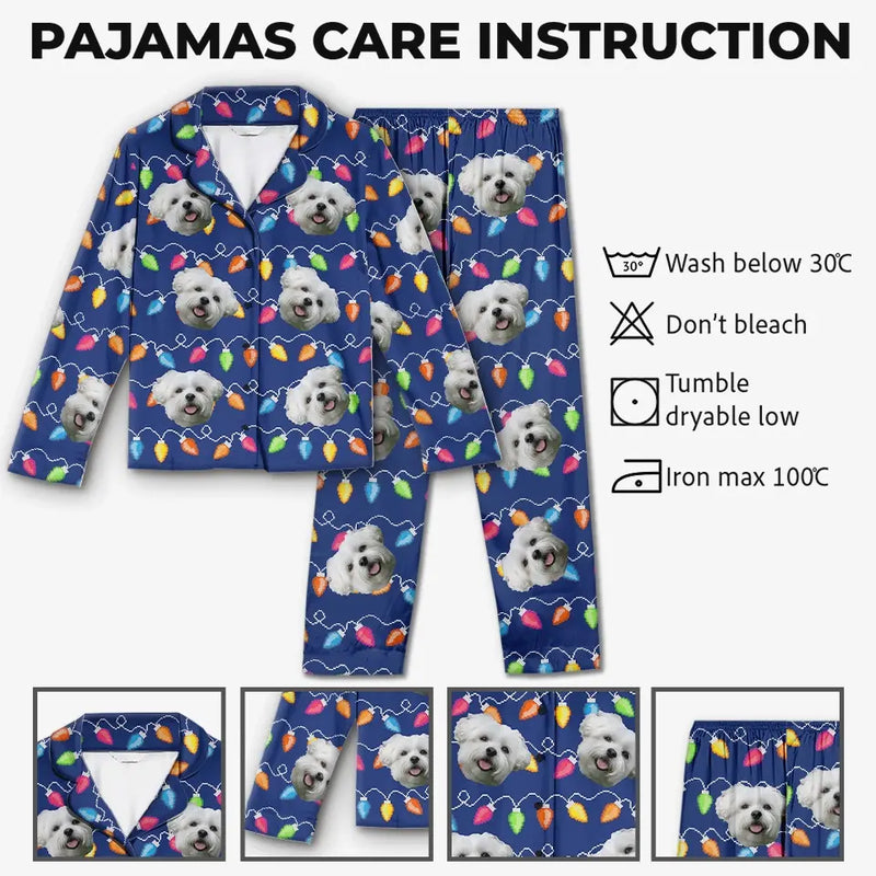 Custom Photo Wagging Tails All The Way To Christmas - Dog & Cat Personalized Custom Pajamas - Christmas Gift For Pet Owners, Pet Lovers
