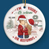 Our Love Is The Magic Of Christmas - Couple Personalized Custom Ornament - Ceramic Round Shaped - Christmas Gift For Husband Wife, Anniversary