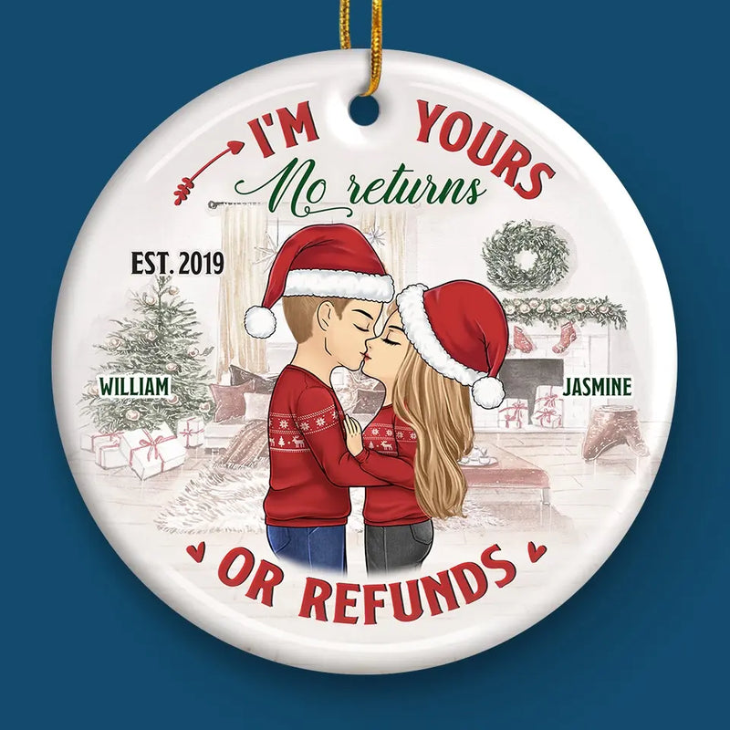 Our Love Is The Magic Of Christmas - Couple Personalized Custom Ornament - Ceramic Round Shaped - Christmas Gift For Husband Wife, Anniversary