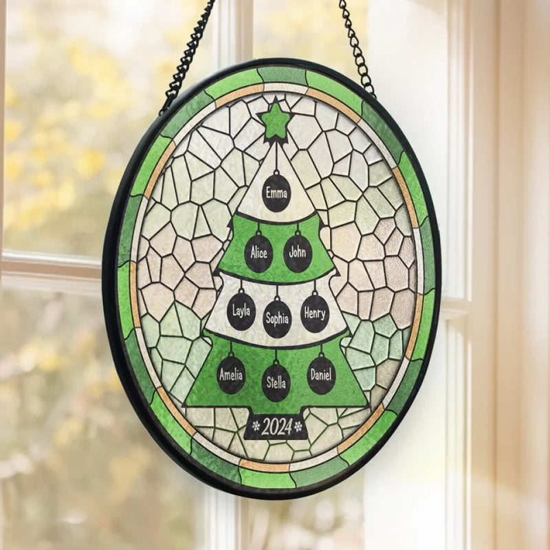 Together We Create Beautiful Memories - Family Personalized Custom Stained Glass Window Hanging Suncatcher - Christmas Gift For Family Members