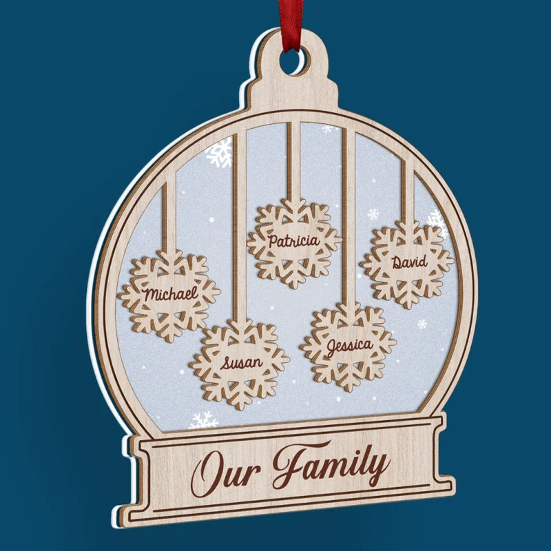 Custom Name Christmas Family Gifts - Personalized Wood & Acrylic Ornament