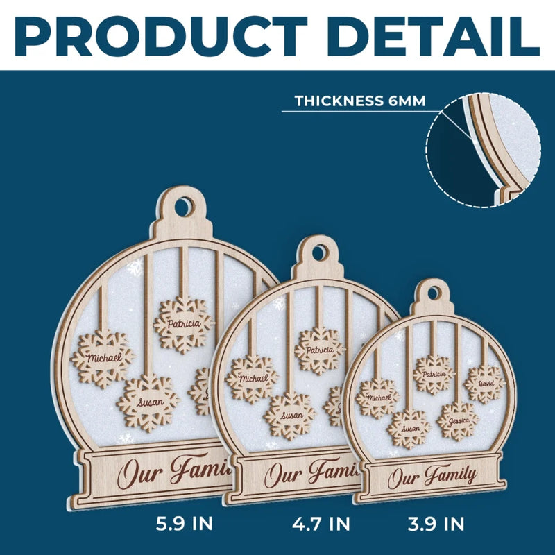 The World Changes When It Snows - Family Personalized Custom Wood & Acrylic Ornament - Christmas Gift For Family Members
