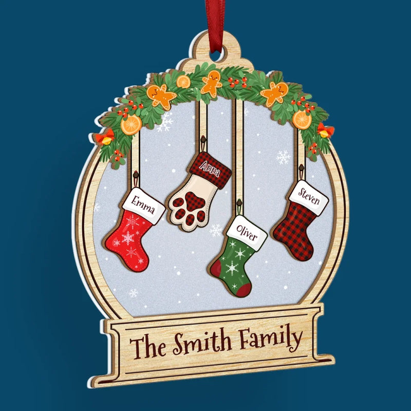 Rocking Around The Christmas Tree - Family Personalized Custom Wood & Acrylic Ornament - Christmas Gift For Family Members