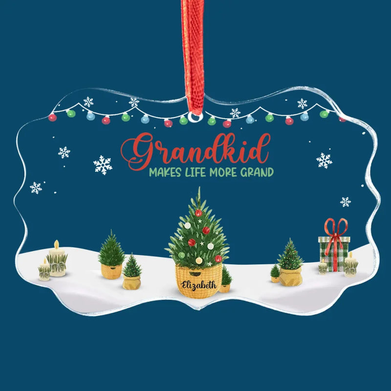 Grandkids Make Life More Grand - Family Personalized Custom Benelux Glass Ornament - Sympathy Gift, Christmas Gift For Mom, Grandma