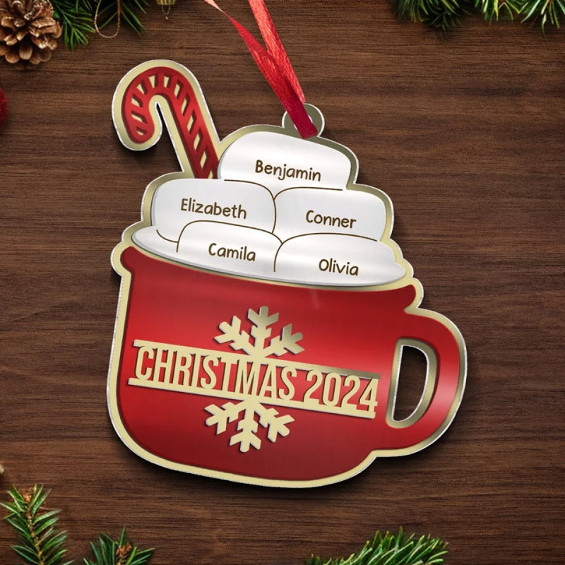The Best Thing About Christmas Is Spending Time With Family - Family Personalized Custom Mirrored Acrylic Ornament - Christmas Gift For Family Members