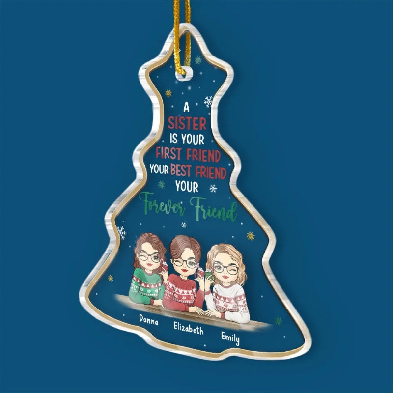 Christmas Is Better With Friends - Bestie Personalized Custom Ornament - Acrylic Custom Shaped - Christmas Gift For Best Friends, BFF, Sisters