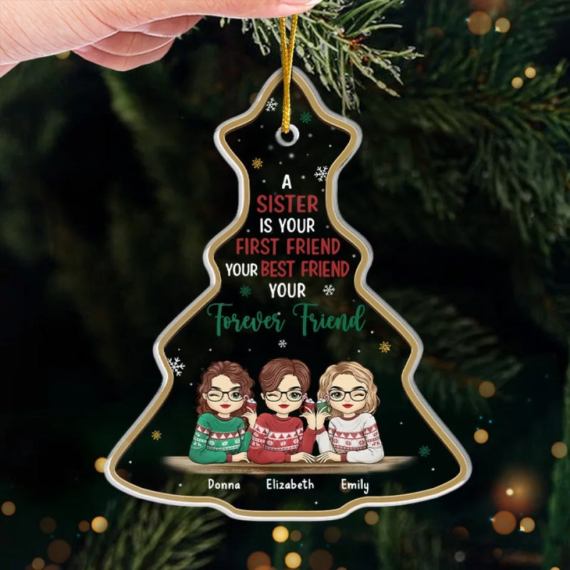 Christmas Is Better With Friends - Bestie Personalized Custom Ornament - Acrylic Custom Shaped - Christmas Gift For Best Friends, BFF, Sisters