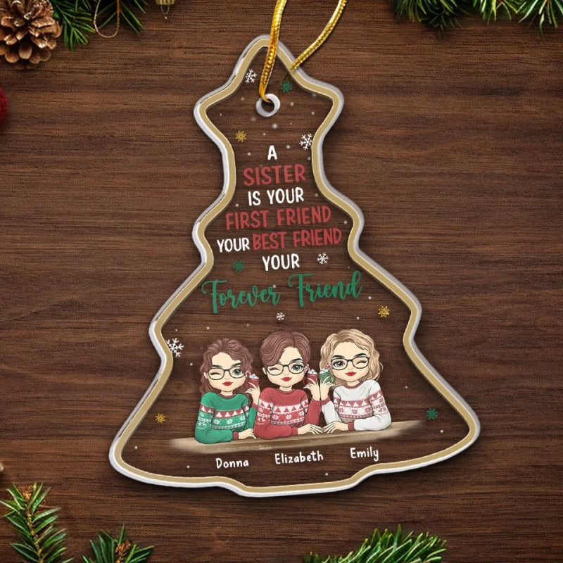 Christmas Is Better With Friends - Bestie Personalized Custom Ornament - Acrylic Custom Shaped - Christmas Gift For Best Friends, BFF, Sisters