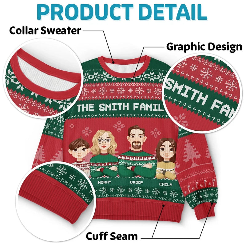 It's The Most Beautiful Time Of The Year - Family Personalized Custom Ugly Sweatshirt - Unisex Wool Jumper - Christmas Gift For Family Members