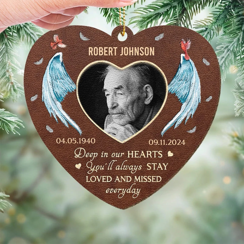 Custom Photo Memorial Angel Decor - Personalized Leather Ornament