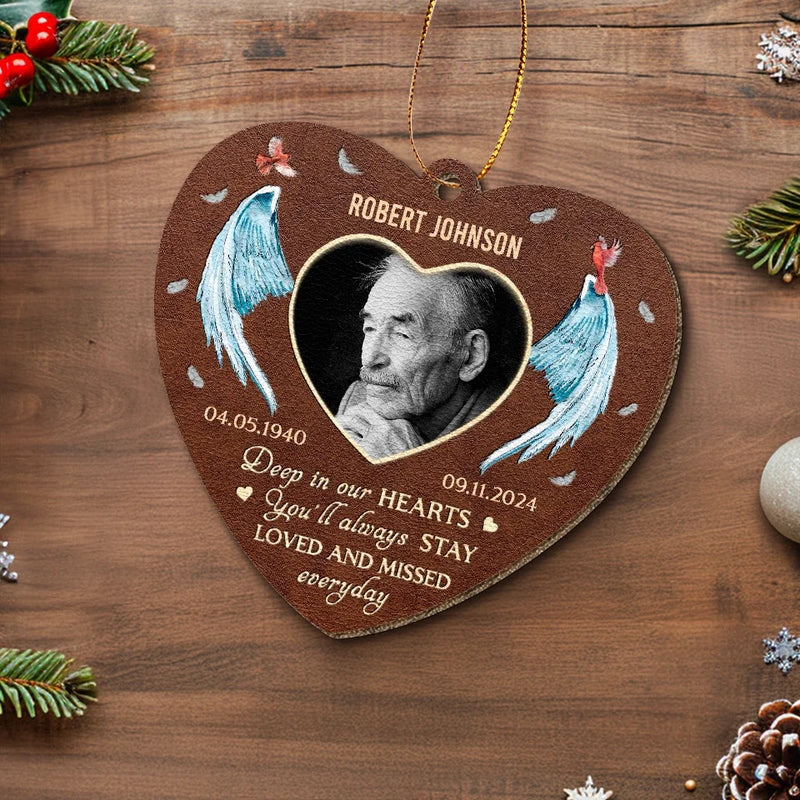 Custom Photo Memorial Angel Decor - Personalized Leather Ornament