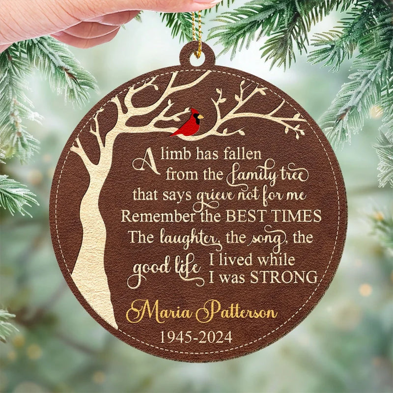 Custom Memorial Tree Remembrance Gifts - Personalized Leather Ornament