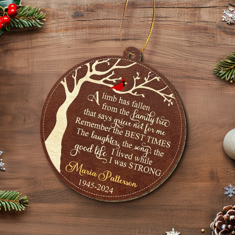 Custom Memorial Tree Remembrance Gifts - Personalized Leather Ornament