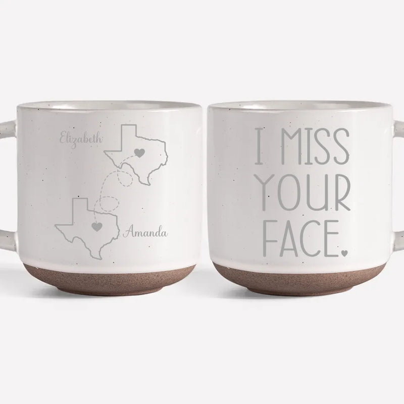 Custom Name Long Distance Gifts for Couples - Personalized Pottery Mug