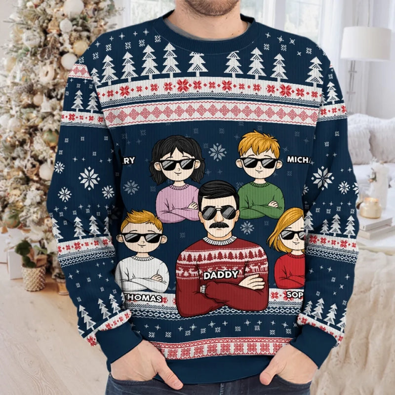 Family Will Always Be Connected By Heart - Family Personalized Custom Ugly Sweatshirt - Unisex Wool Jumper - Christmas Gift For Family Members