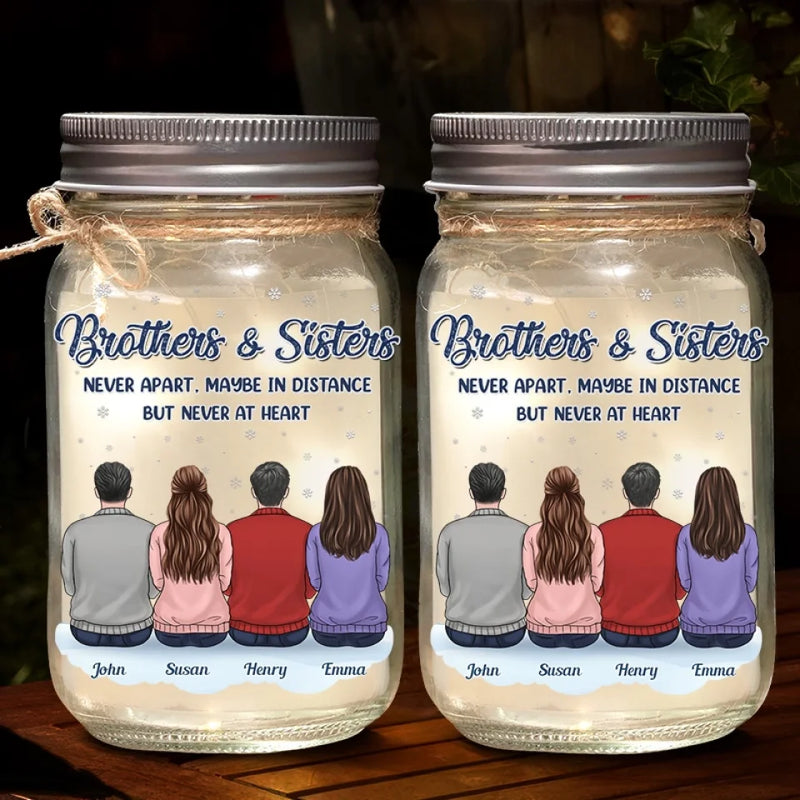 A Sibling Is A Forever Friend - Family Personalized Custom Mason Jar Light - Gift For Siblings, Brothers, Sisters