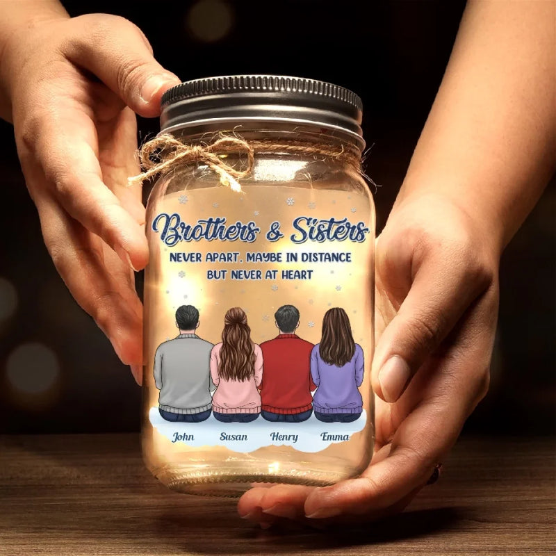 A Sibling Is A Forever Friend - Family Personalized Custom Mason Jar Light - Gift For Siblings, Brothers, Sisters