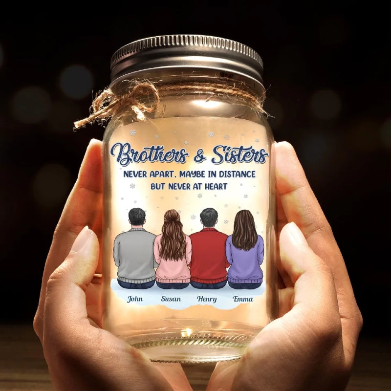 A Sibling Is A Forever Friend - Family Personalized Custom Mason Jar Light - Gift For Siblings, Brothers, Sisters