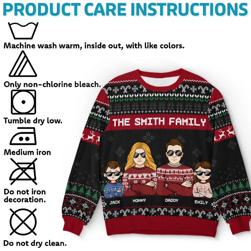 Family Where Life Begins And Love Never Ends - Family Personalized Custom Ugly Sweatshirt - Unisex Wool Jumper - Christmas Gift For Family Members