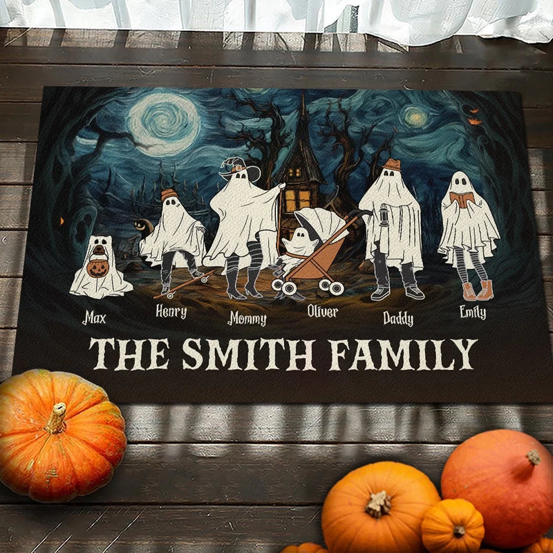 Custom Name Halloween Family Ghosts - Personalized Doormat