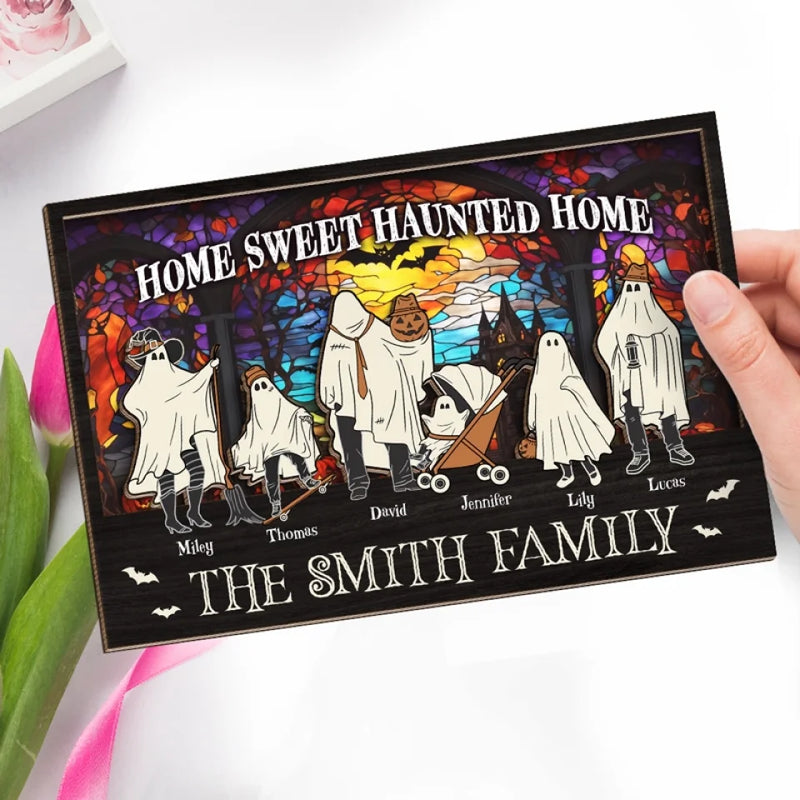 Custom Name Halloween Family Gifts - Personalized Wooden Plaque