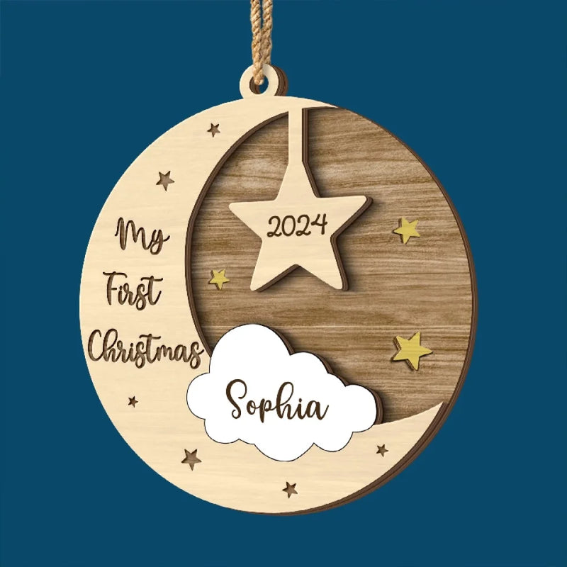 Custom Name My First Christmas Baby Gifts - Personalized 2 Layers Ornament