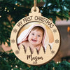 Custom Photo First Christmas Snuggles, First Christmas Giggles - Family Personalized Custom Shaped 2 Layered Wood Christmas Ornament - Christmas Gift For Baby Kids, Newborn Baby