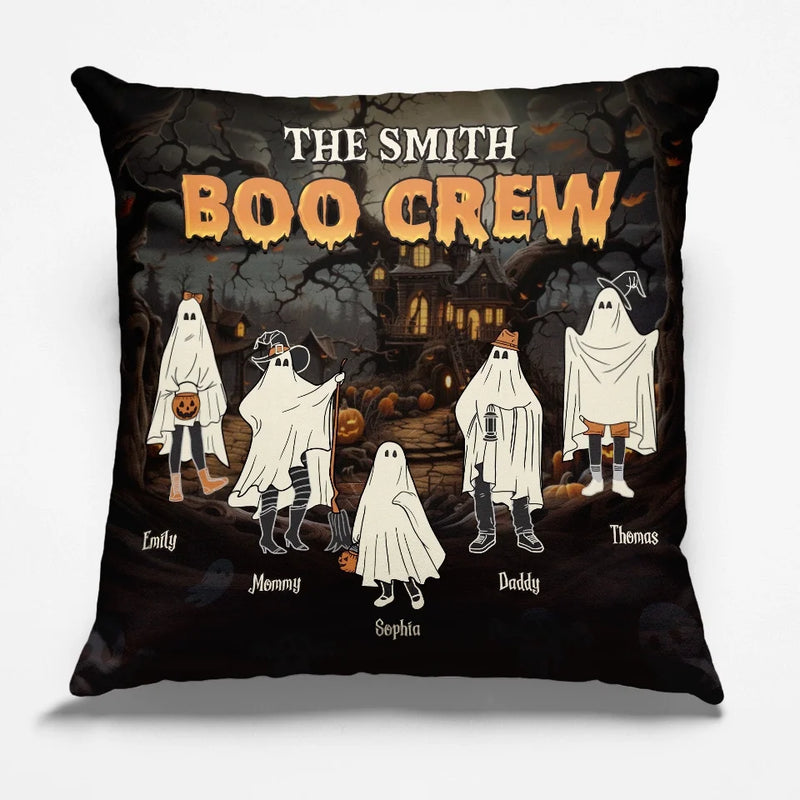 Custom Name Halloween Boo Crew Gifts for Families - Personalized Pillow