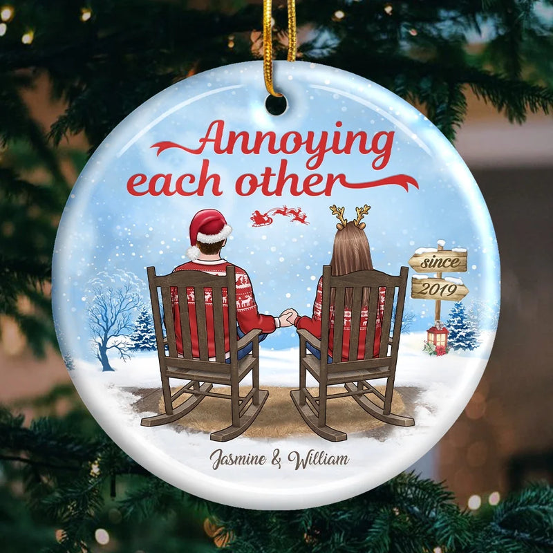 Your Hand In Mine Is The Best Gift This Christmas - Couple Personalized Custom Ornament - Ceramic Round Shaped - Christmas Gift For Husband Wife, Anniversary