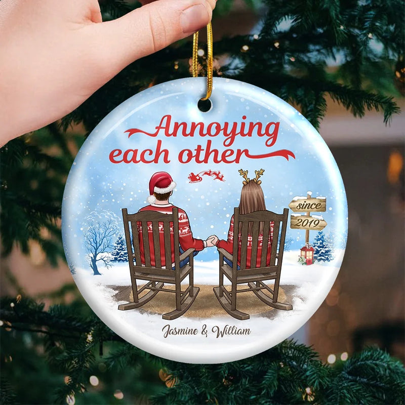 Your Hand In Mine Is The Best Gift This Christmas - Couple Personalized Custom Ornament - Ceramic Round Shaped - Christmas Gift For Husband Wife, Anniversary