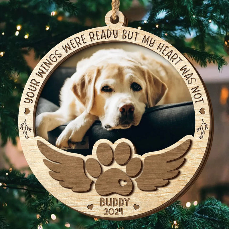 Custom Photo In Loving Memory Of Our Cherished Friend - Memorial Personalized Custom Shaped 2 Layered Wood Christmas Ornament - Sympathy Gift, Christmas Gift For Pet Owners, Pet Lovers