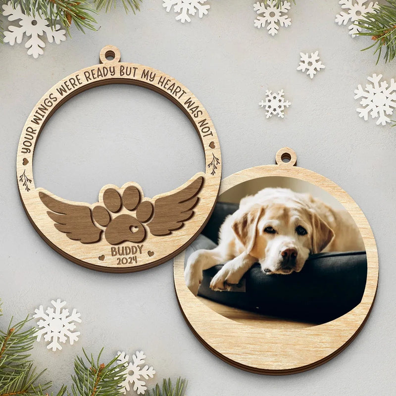 Custom Photo In Loving Memory Of Our Cherished Friend - Memorial Personalized Custom Shaped 2 Layered Wood Christmas Ornament - Sympathy Gift, Christmas Gift For Pet Owners, Pet Lovers