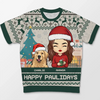 Feline Jolly This Christmas - Dog & Cat Personalized Custom All Over Print Adult Short Sleeve Sweater - Christmas Gift For Pet Owners, Pet Lovers