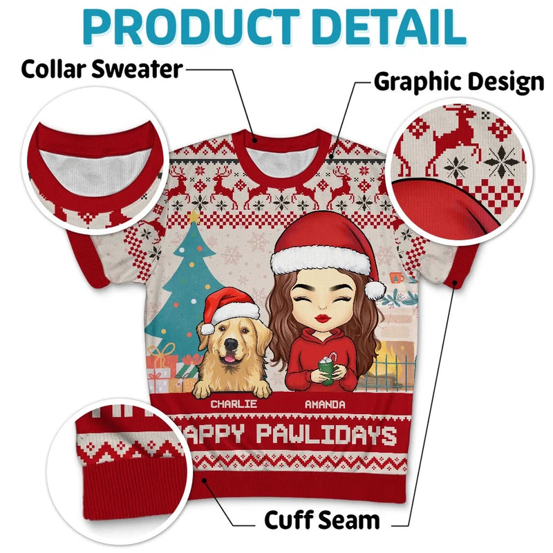 Feline Jolly This Christmas - Dog & Cat Personalized Custom All Over Print Adult Short Sleeve Sweater - Christmas Gift For Pet Owners, Pet Lovers