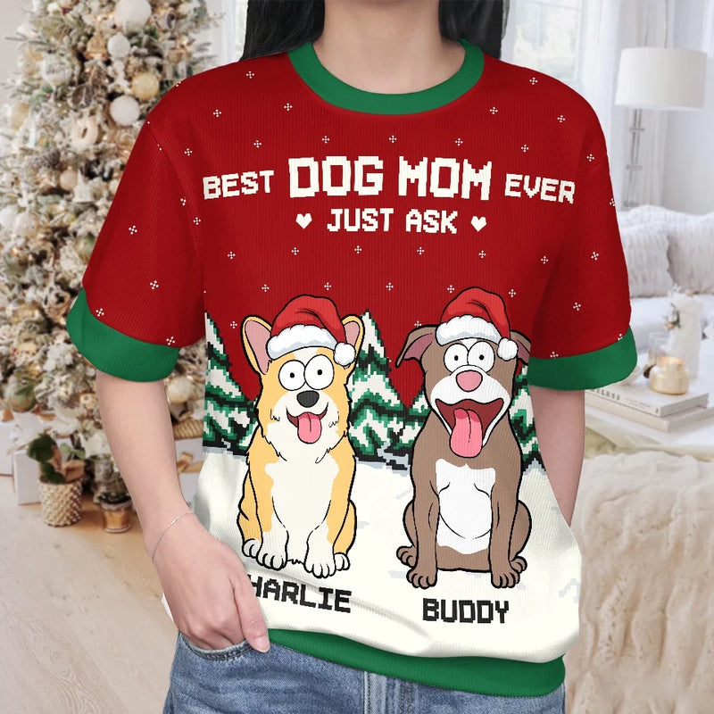 We Woof You A Hairy Christmas - Dog & Cat Personalized Custom All Over Print Adult Short Sleeve Sweater - Christmas Gift For Pet Owners, Pet Lovers