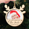 Custom Photo Our Little Reindeer Is Ready For Their First Sleigh Ride! - Family Personalized Custom Shaped 2 Layered Wood Christmas Ornament - Christmas Gift For Baby Kids, Newborn Baby