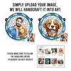 Custom Photo A Heartbeat At My Feet - Memorial Personalized Window Hanging Suncatcher Ornament - Sympathy Gift For Pet Owners, Pet Lovers